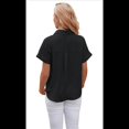 thumbnail image 3 of Chemisier à Manches Courtes pour Femmes, Coupe Ample Décontractée, Col en V, Été, 3 of 10