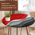 thumbnail image 5 of Abstract Beach Round Fitted Table Cover Aesthetic Grey to Red Gradient Waterproof Table Cloth with Elastic Edge Wipeable Tablecloth for Picnic Camping Party Fits 55"-60" Diameter, 5 of 8
