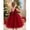 Burgundy-8Y, variant on Burgundy Pearl-Trimmed Bow Back Deep V-Neck Tulle Party Dress