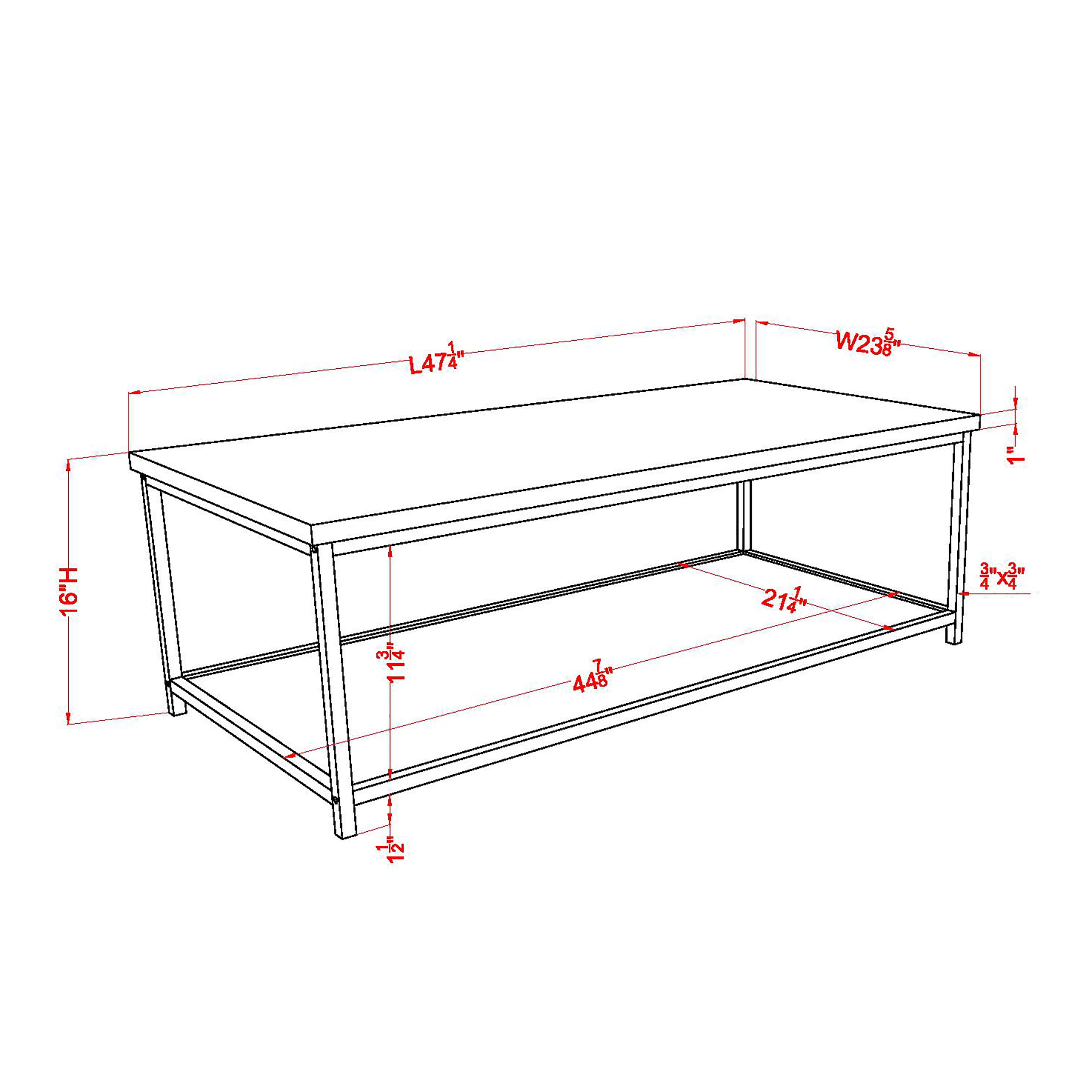 Furniture of America Mesto Industrial Wood and Metal Rectangle Coffee Table, Oak
