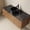 48''Round Black Stone Vessel, variant on LHKJ 48in Black Stone Countertop, Brown Oak Cabinet, No Basin