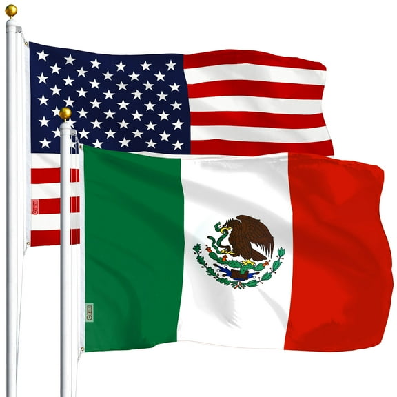 G128 Combo USA of 3' X 5' USA AMERICAN & 3' x 5' ft MEXICO Mexican Flag