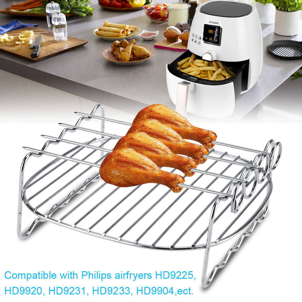Stainless steel BBQ Rack Double Layer Skewer Baking Tray For Philips Air Fryer H 
