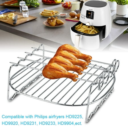 

EBTOOLS Baking Tray Replacement BBQ Rack Double Layer Skewers Baking Tray For Air Fryer