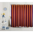 thumbnail image 2 of Orange Halloween Shower Curtain Decor,Modern Minimalist Vertical Striped Purple and Orange Shower Curtain for Bathroom 72X84 inch Polyester Fabric Bathroom Decoration Bath Curtains Hooks Included, 2 of 5
