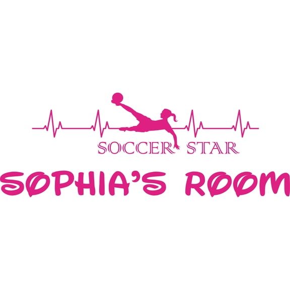 Soccer Star Player Sports Silhouette Customized Wall Decal - Custom Vinyl Wall Art - Personalized Name - Baby Girls Boys Kids Bedroom Wall Decal Room Decor Wall Stickers Decoration Size (12x20 inch)