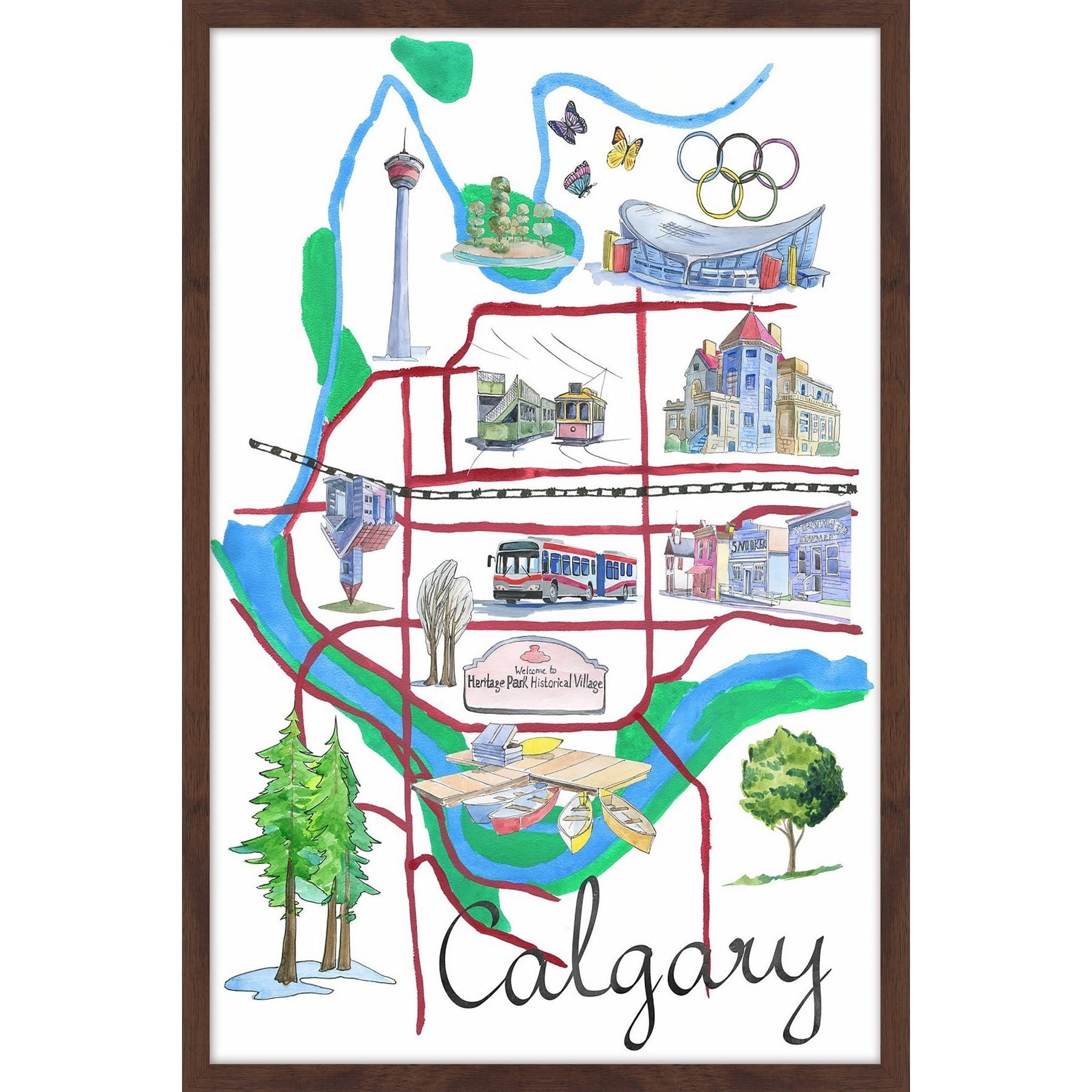"Tour of Calgary" Framed Painting Print
