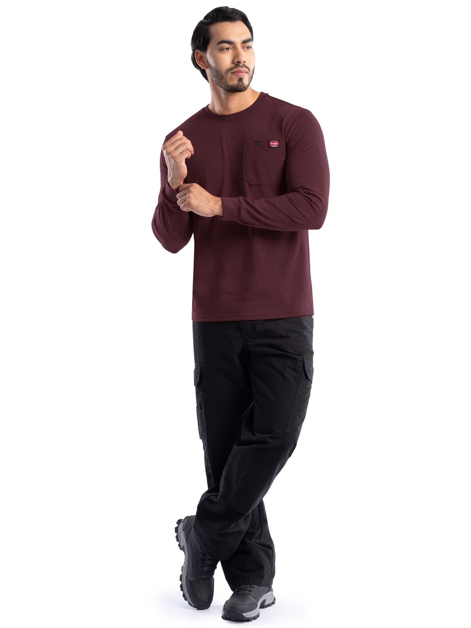 Wrangler Workwear Men's Long Sleeve Heavyweight Pocket T-Shirt, Size S-3XL (Men's and Big Men's)