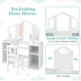 thumbnail image 5 of OLAKIDS Kids Vanity, 2 in 1 Princess Makeup Desk & Chair Set with Tri-Folding Detachable Mirror, Large Storage Shelves, Wooden Dressing Table, Pretend Play Vanity Set for Girls, 5 of 9