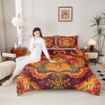 thumbnail image 4 of Homewish Vintage Tribal Damask Bedding Comforter Set for Female, Hippie Flower Floral Twin Comforter Sets, Bohemian Mandala Print Reversible Bedding Set, Super Cozy Room Decor, 2-Piece, 4 of 8
