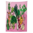 thumbnail image 3 of Ambesonne Vegetables Tablecloth Rectangular Table Cover, Happy Healthy Food Image, 60"x84", Pastel Pink Multicolor, 3 of 4