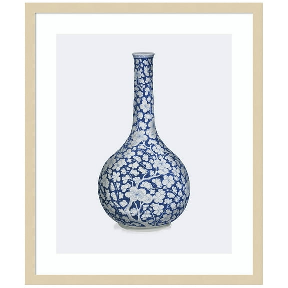Amanti Art Flower Vase Blue Wood Framed Wall Art Print