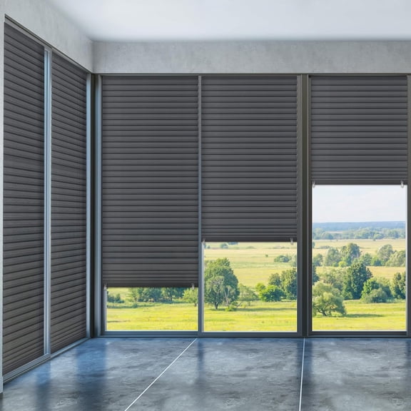 Temporary Blinds No Tools Cut to Size Fabric Paper Shades Adhesive Privacy Blinds for French Door Sliding Door Window Light Filtering Pleated Shades (Darkgray)