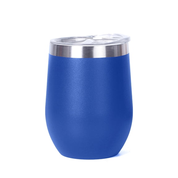 Muka 12 oz. Wine Tumbler, Double Wall Vacuum Insulated Powder Coated Tumbler-Royal Blue
