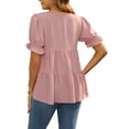 thumbnail image 3 of INSPIRE CHIC Women's Maternity Blouses Boho Ruffled V Neck Button Short Sleeve Tiered Shirts Flowy Loose Casual Tops 2XL Pink, 3 of 6