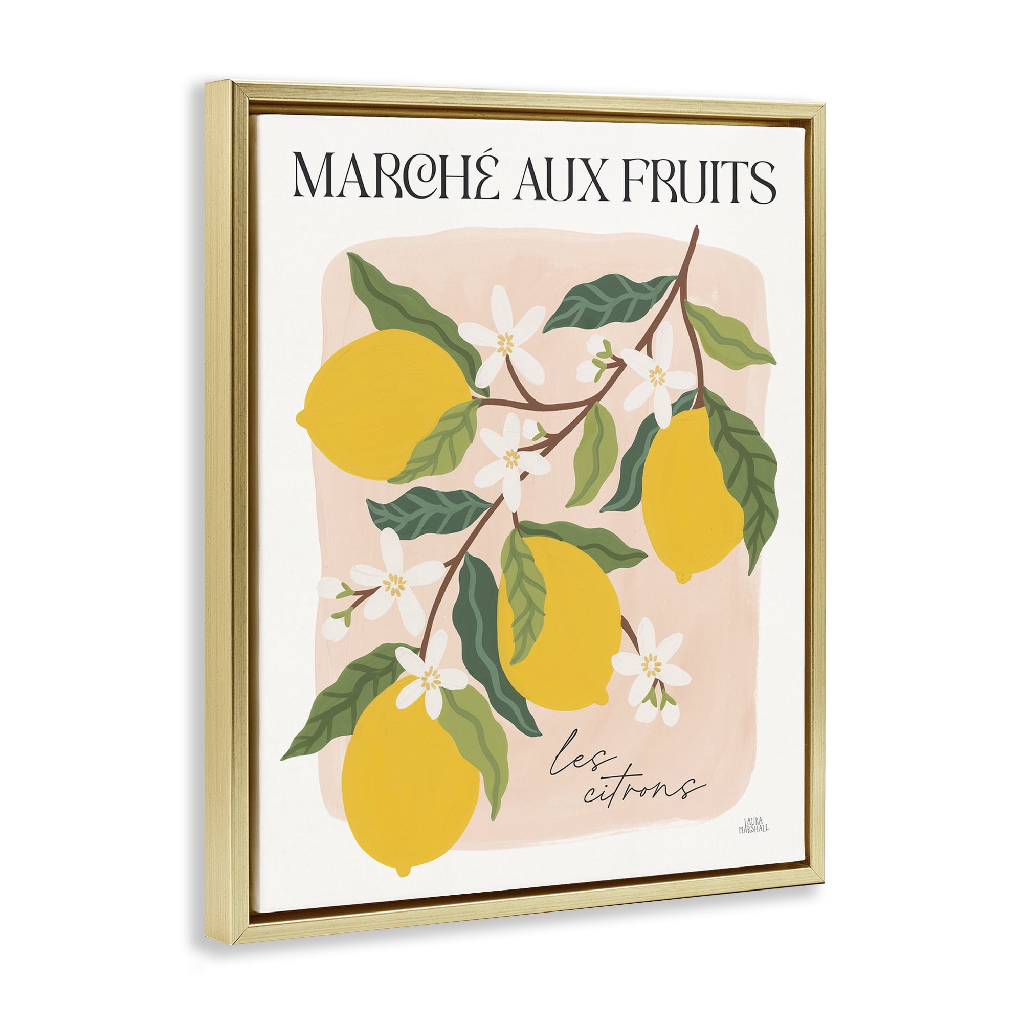 Stupell Industries Marche Aux Lemons Food & Beverage Painting Gold Floater Framed Art Print Wall Art, 17 x 21