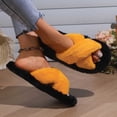 thumbnail image 4 of POROPL Slippers for Women,Plush Warm Fuzzy Cross Band House Shoes Indoor Slip On Bedroom Slippers, 4 of 8