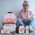 thumbnail image 2 of Pzuqiu Ice Cream Capybara Kids Backpack for School Girls 4pcs Backpack with Lunch Box Pencil Case 17 Inch Kids Backpacks Lightweight Casual Travel Daypack for Middle School, 2 of 7