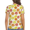 thumbnail image 3 of Fuzoiu Lemon Orange Print Women's V-Neck T-Shirt,Women's Short Sleeve Top, Comfortable for Work, Leisure, and Sports, 3 of 7