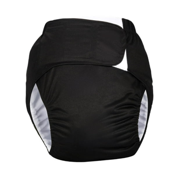 Pañal de tela para adultos ajustable de alta absorción, suave y reutilizable para incontinencia en adultos. Negro