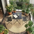 thumbnail image 2 of Senfot 3-Piece Outdoor Square Patio Bistro Set, Sturdy Iron Frame Table and Chairs, All-Weather Furniture for Balcony Garden Yard Poolside Black, 2 of 9