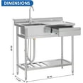 thumbnail image 3 of 39" Utility Sink Freestanding Single Bowl Laundry Sink with Hot and Cold Water Plumbing Workbench & Storage Stainless Steel Sink for Kitchen and Bathroom, 3 of 8