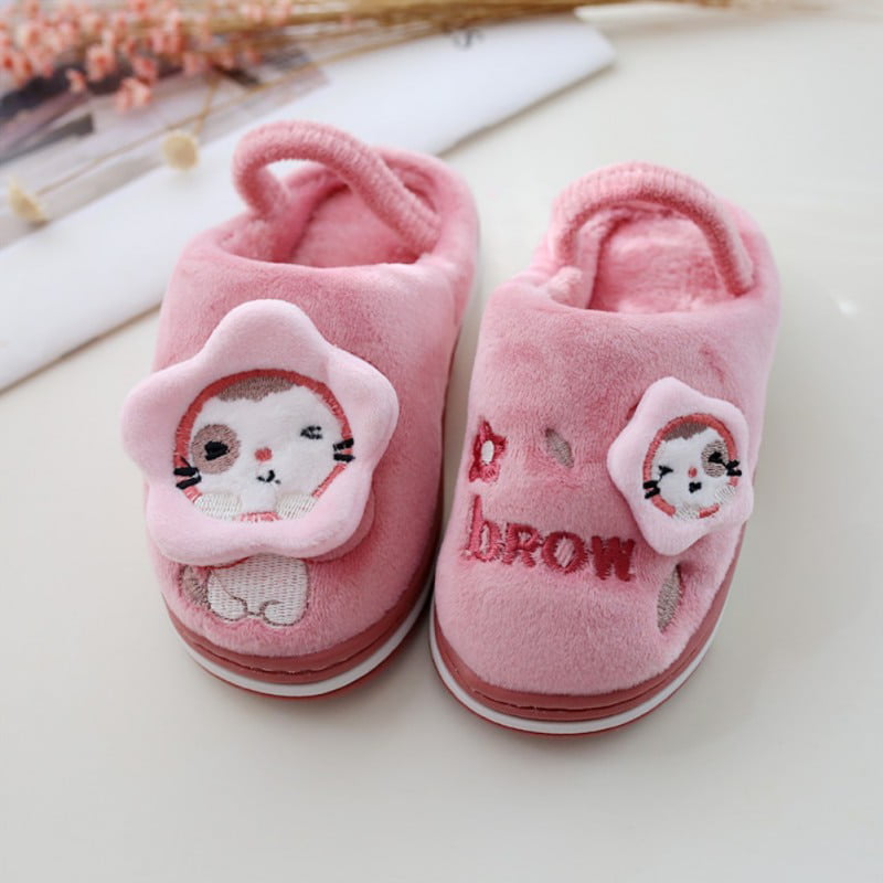 Ahannie Toddler Boys Girls Cute Slippers with Elastic Strap Little Kid Comfy Slip-on Memory Foam Indoor House Shoes