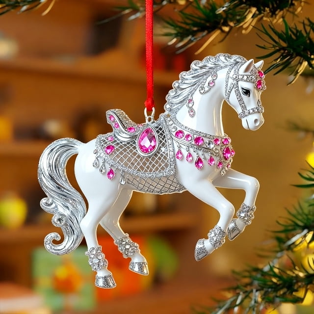 Christmas Tree Pendant Decoration with Twinkling Yellow Lights and Frenchie Santa Topper for Tree or Party Display