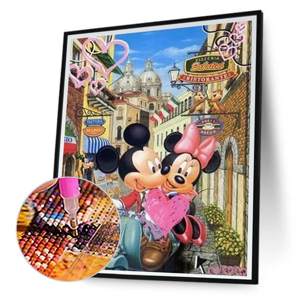 Cuadros Decorativos Mickey y Minnie 5D DIY Diamond Painting Kits Full Round Drill Decor (sz2870) Tmvgtek embutido en tela