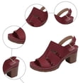 thumbnail image 5 of Rokment Women's Platform Gladiator High Heels Dressy Sandals for Woman 2026 Summer Fashionable Leather Casual Fish Mouth Peep Toe Chunky Block Heeled Slingback Dress Pumps Ladies A Size 6, 5 of 7