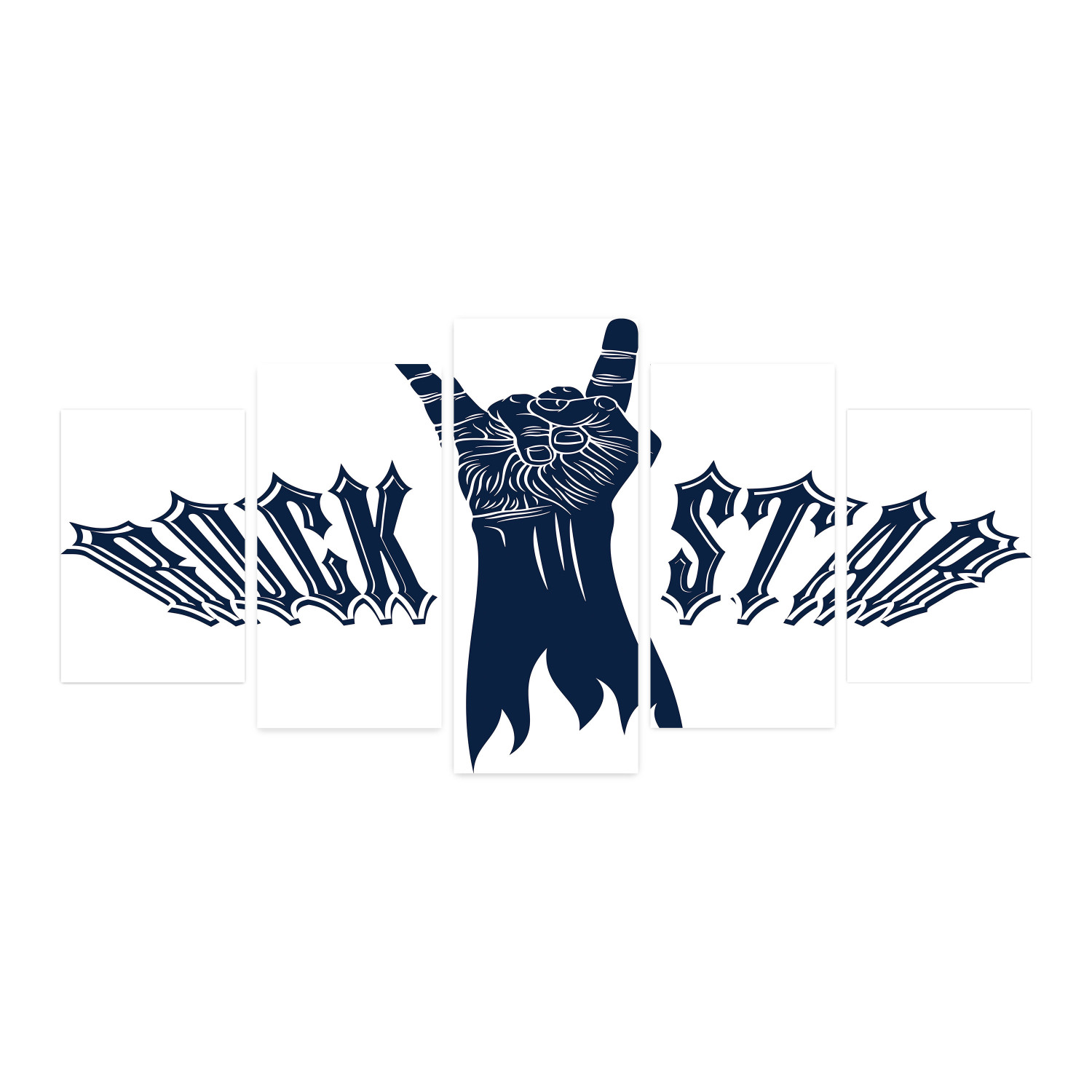 Rock and Roll 5 Panels Acrylic Glass Wall Art, Rock Star Pattern with a