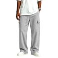 thumbnail image 4 of Nestiefly Men's Cargo Sweatpants Wide Leg Baggy Track Pants Elastic Waist Drawstring Trousers with Pockets Light Gray 2XL, 4 of 8