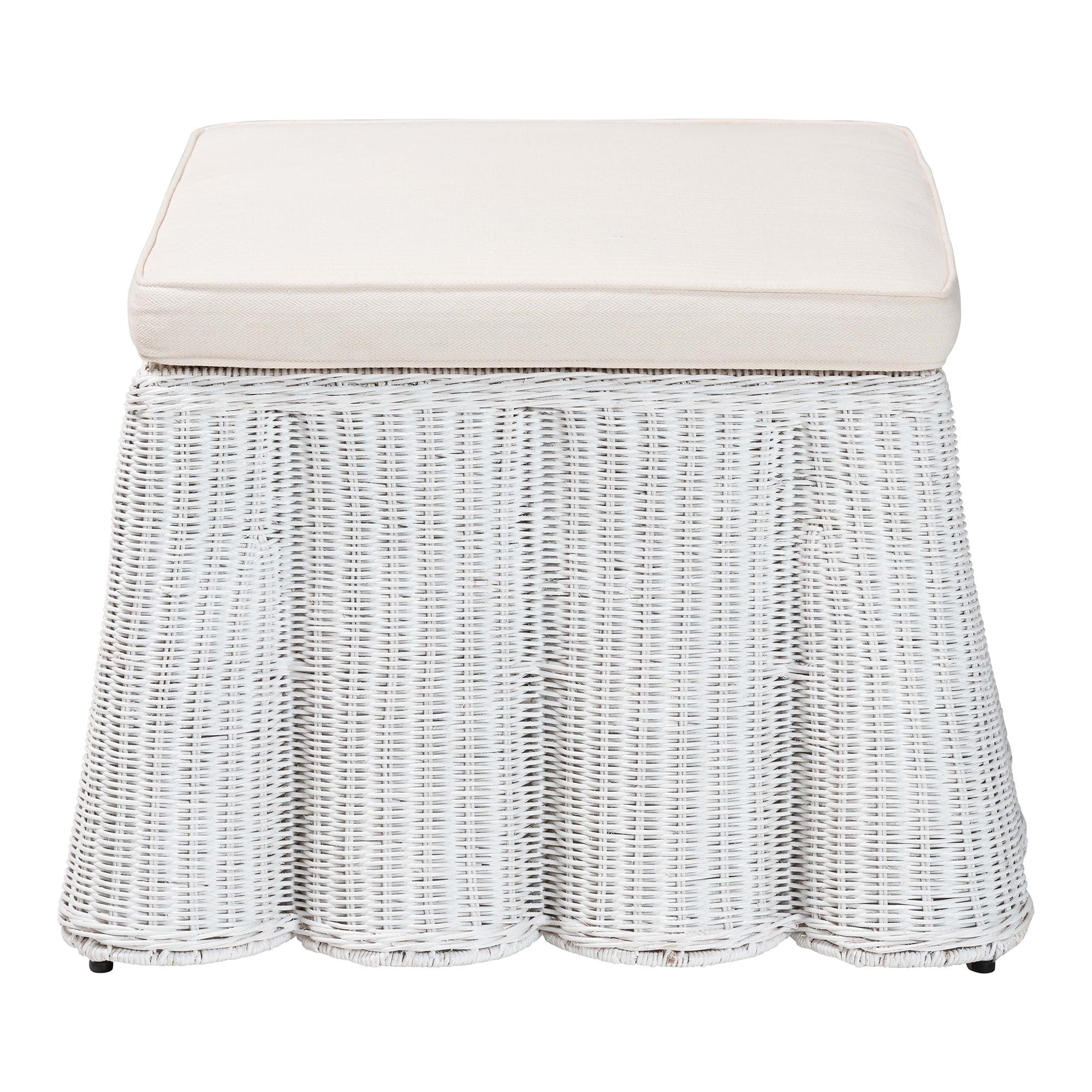 bali & pari Palm Boho Ottoman, White
