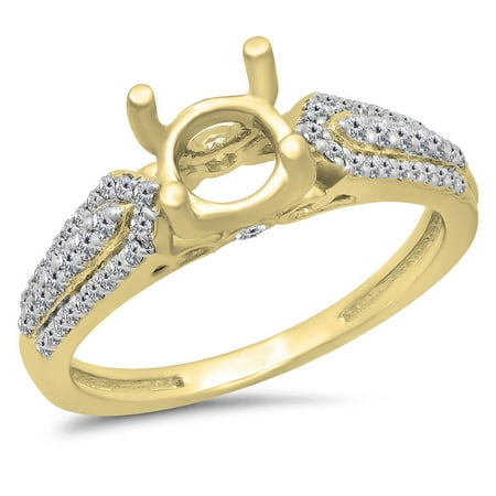 Dazzlingrock Collection 0.40 Carat (ctw) 14K White Diamond Ladies Split Shank Semi Mount Engagement Ring, Yellow Gold, Size 6