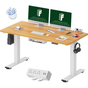 FLEXISPOT EN2 55 x28 Standing Desk with Power Strip Maple Home Office