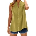 thumbnail image 2 of FDGIU Women's 2025 Summer Linen Shirts - Sleeveless Button Down Blouse, V-Neck Linen Tank Tops for Work/Casual, 2 of 6