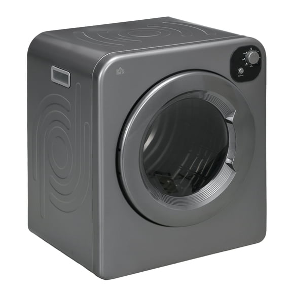 HOMCOM Portable Clothes Dryer, 120V 1300W Compact Laundry Dryer with Intelligent Drying, 3.2 cu.ft Stainless Steel Drum, Front Load Electric Dryer for Apartments, Dorms, RVs, Gray