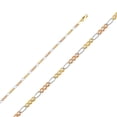 thumbnail image 2 of Wellingsale 14k Tri 3 Color Gold Polished Solid 2.5mm Ficonucci 3+1 Concave Chain Necklace - 18", 2 of 6