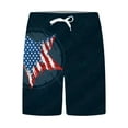 thumbnail image 3 of Pantalones cortos con estampado de bandera a rayas del Día de la Independencia para hombre Pantalones de playa con cintura elástica Pompotops oipoqjl40699, 3 of 4