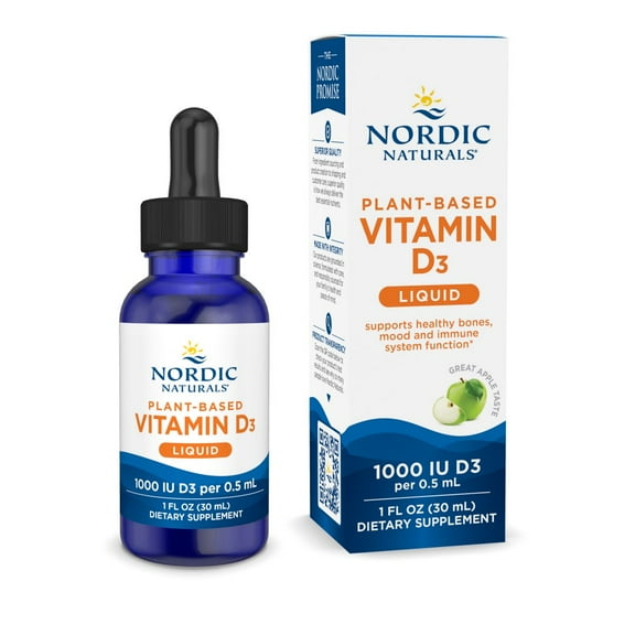 Nordic Naturals Plant-Based Vitamin D3 Liquid, 1000 IU, Vegan Non-GMO 30 mL