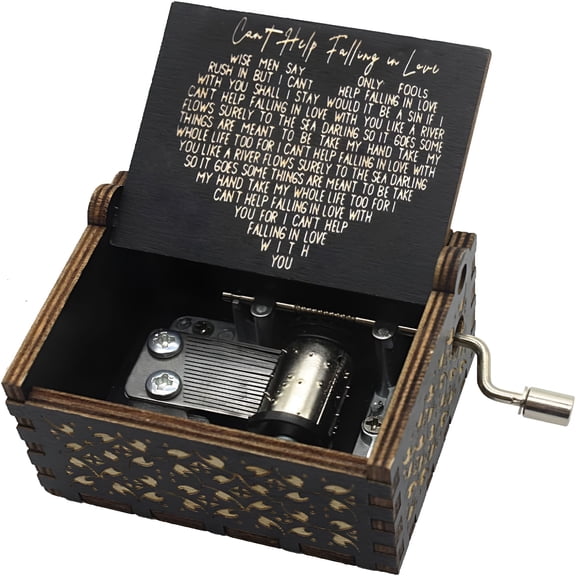 SEPTRIO Vintage Wooden Hand Cranked Music Box,Wood Laser Engraved Cute Music Box for Loved One'S Birthday Christmas