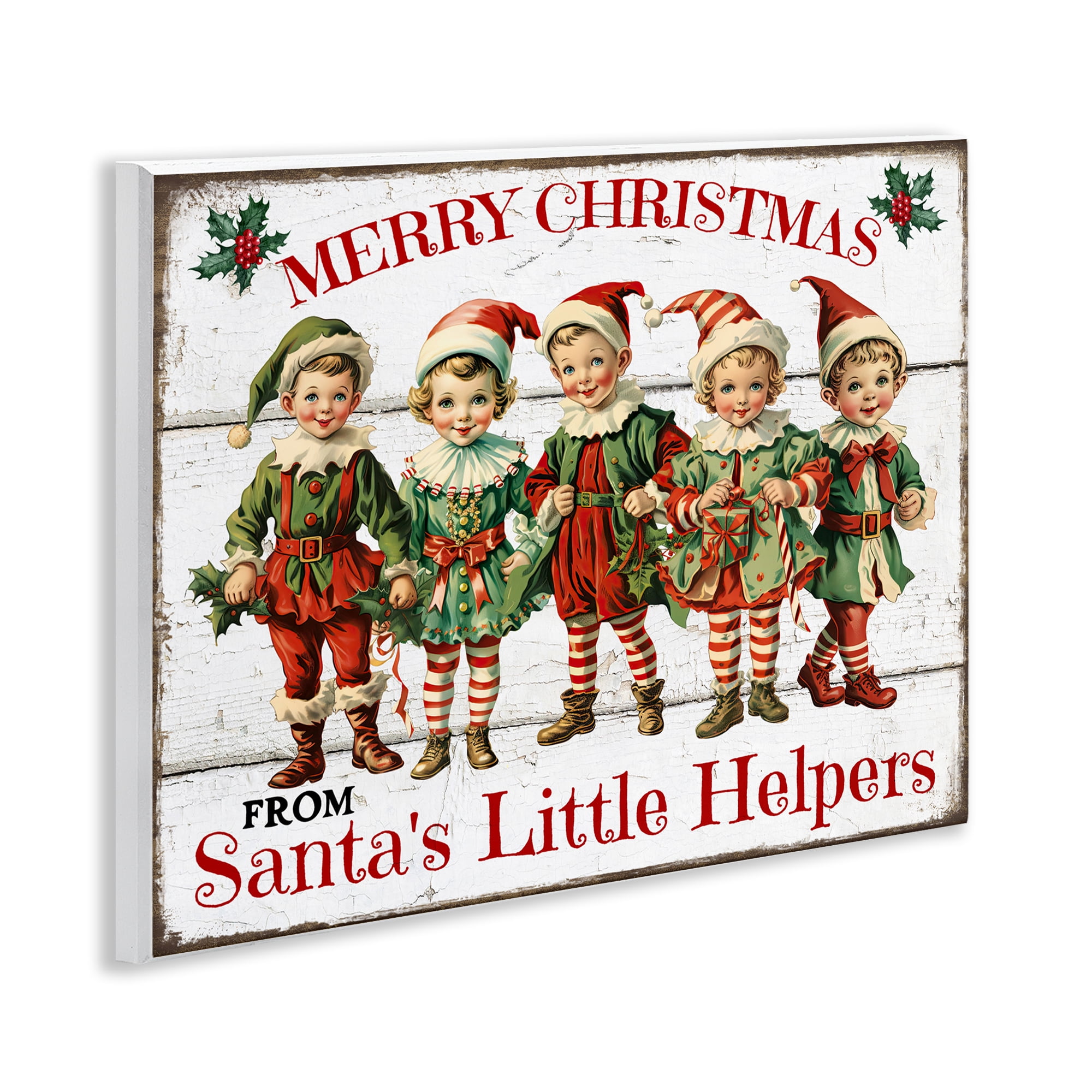 Stupell Industries Santa's Helpers Elves Holiday Painting Unframed Art Prints Wall Art, 14 x 11