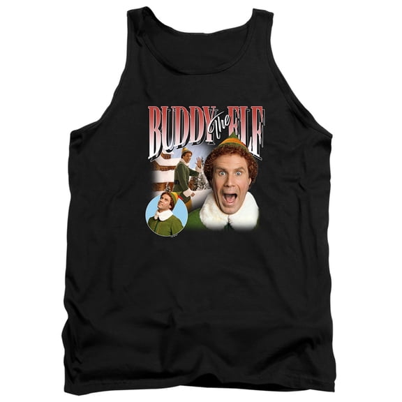 Elf Buddy Retro Christmas Trio Unisex Adult Tank Top,Black, X-Large