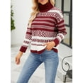 thumbnail image 3 of KelaJuan Women's Geometric Print Sweaters Long Sleeve Turtleneck Oversized Pullovers Casual Knit Tops, 3 of 6