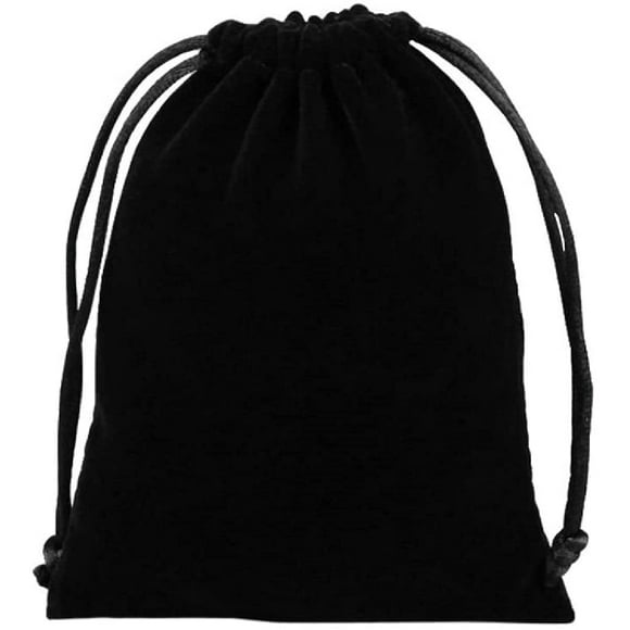 KUPOO 50 Pieces Wholesale Lot - Velvet Cloth Jewelry Pouches/Drawstring Bags 4"" X 3"" (black)