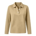 thumbnail image 6 of Perfectbot Women's Vintage Long Sleeve Collared Shirt, Stretch Knit Button Up Top Casual Office Work Wear, 6 of 8