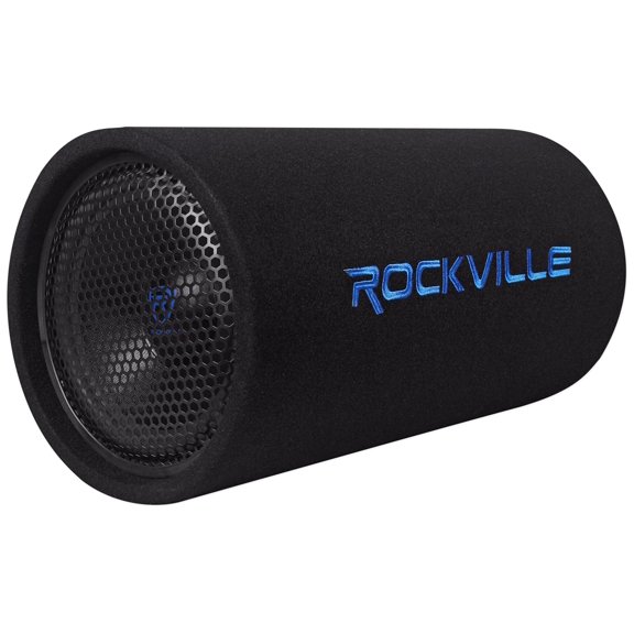 Rockville Tube de Caisson de Basses 10 Pouces 500w Alimenté + Télécommande pour Basses, 10 Pouces (RTB10A)
