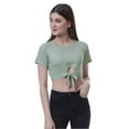 thumbnail image 1 of Moomaya Haut Court Noué devant pour Femmes Manches Courtes Col Rond Tee-Shirt Noué, 1 of 7