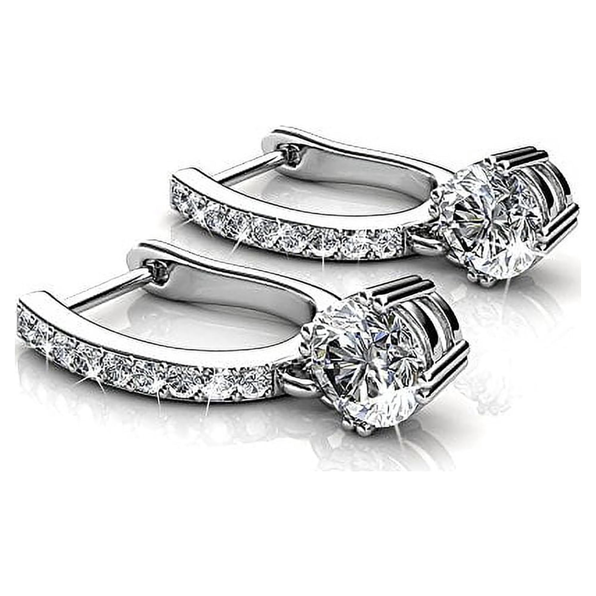 18k White Gold Plated Drop Dangle Crystal Earrings S925 Sterling silver Diamond Pendant Earrings with Swarovski Crystals | Gold Jewelry for Women, Gift for Bridal Earrings
