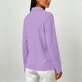 thumbnail image 5 of Women's Long Sleeve Polo Shirt with Button Placket | Long sleeve polo design, button placket, collared neckline, relaxed fit, teacher shirts for women elementary, fitted tops Purple 2XL, 5 of 7
